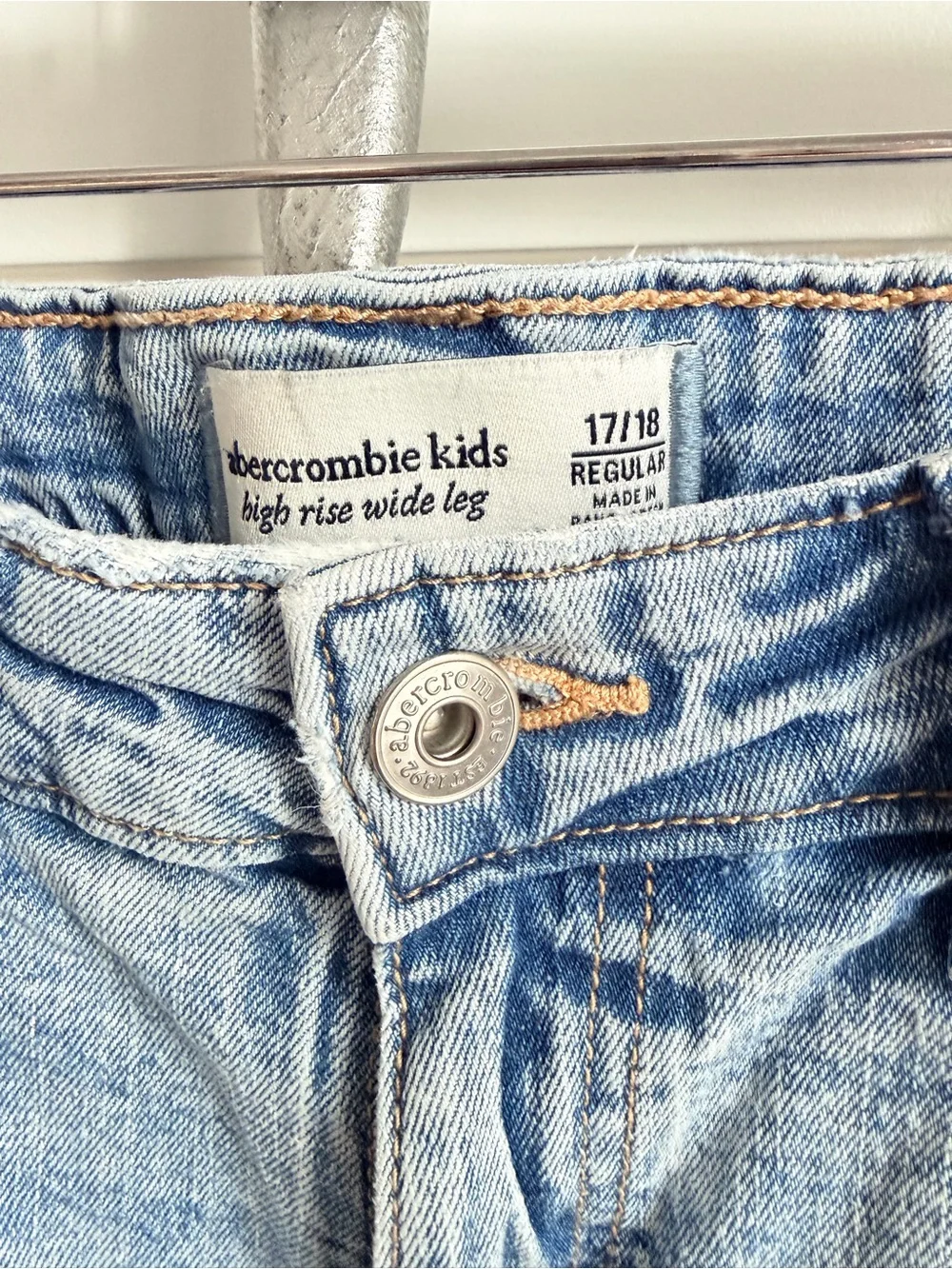 High Rise Wide Leg Jeans Size 17/18 Regular Light Wash Abercrombie & Fitch Kids